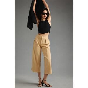 Anthropologie Maeve Remi Wide-Leg Crop Chino Butter Yellow Pants, Size 10
